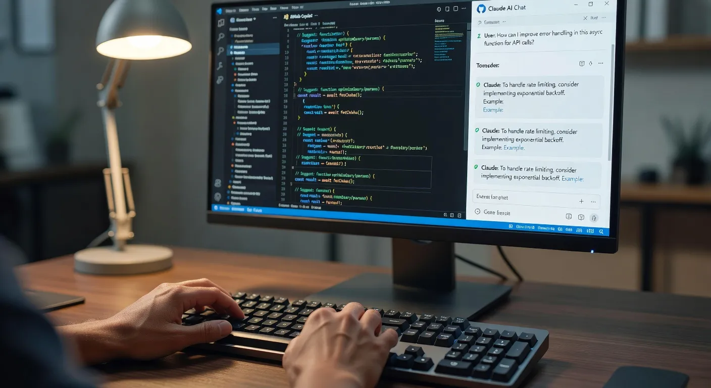 Développeur utilisant Copilot et Claude Code dans son IDE en 2026