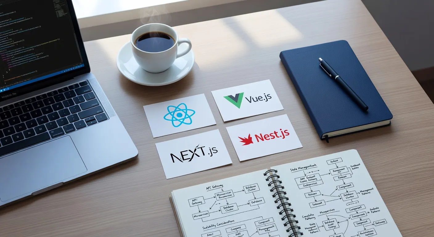 Frameworks JavaScript et TypeScript en 2026 : React, Vue, Next.js, Nest