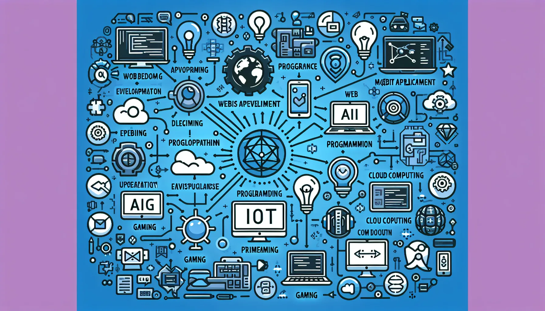 Carte visuelle des principaux cas d'usage des langages de programmation en 2026 : web, mobile, IA, cloud et systemes