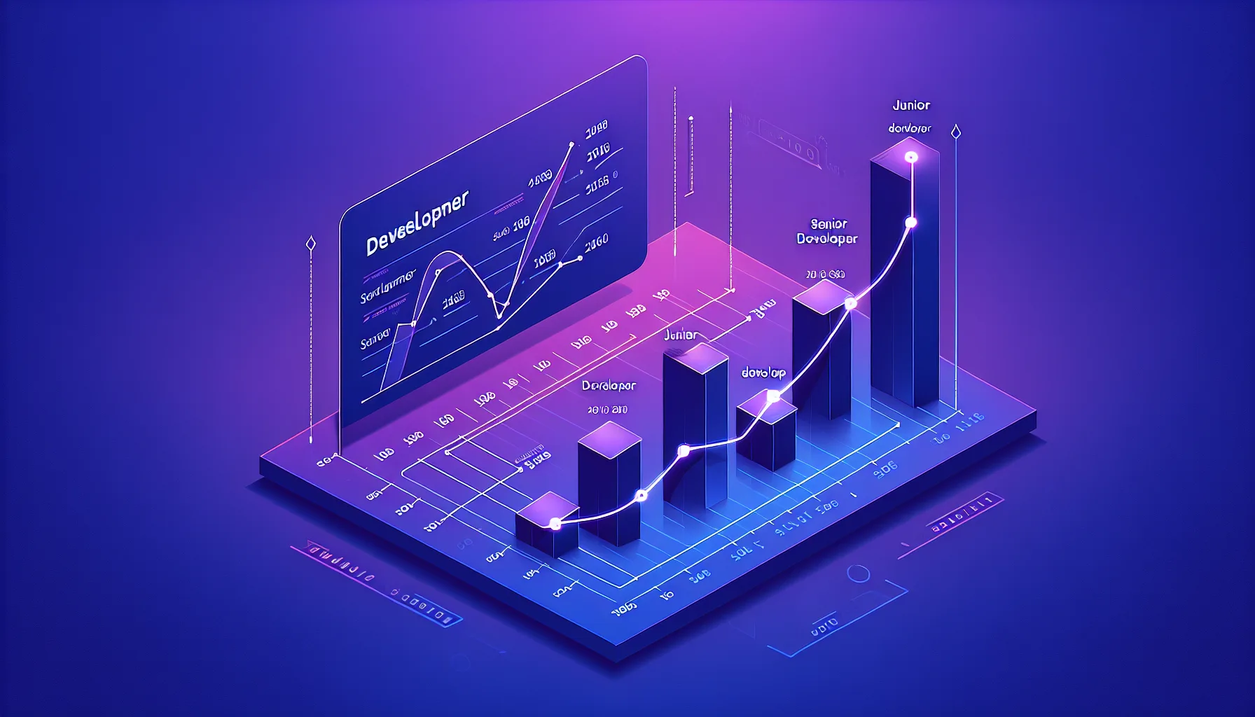 Courbe d'evolution salariale d'un developpeur de junior a senior sur 10 ans