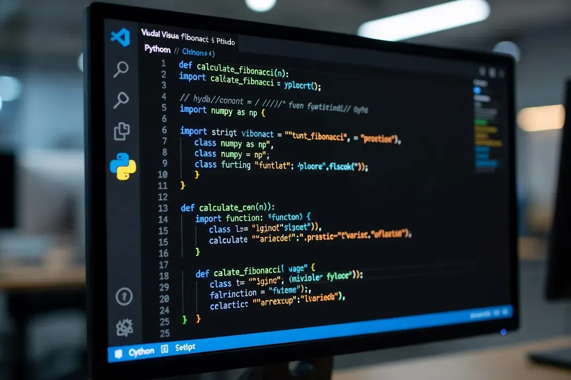 Code Python sur un écran sombre dans un éditeur VSCode avec syntaxe colorée