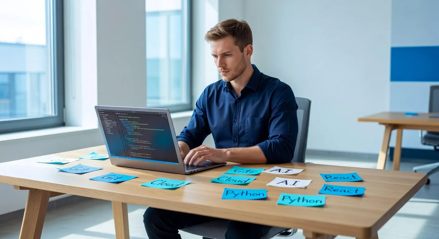 Développeur travaillant sur ses compétences techniques avec plusieurs technologies en 2026