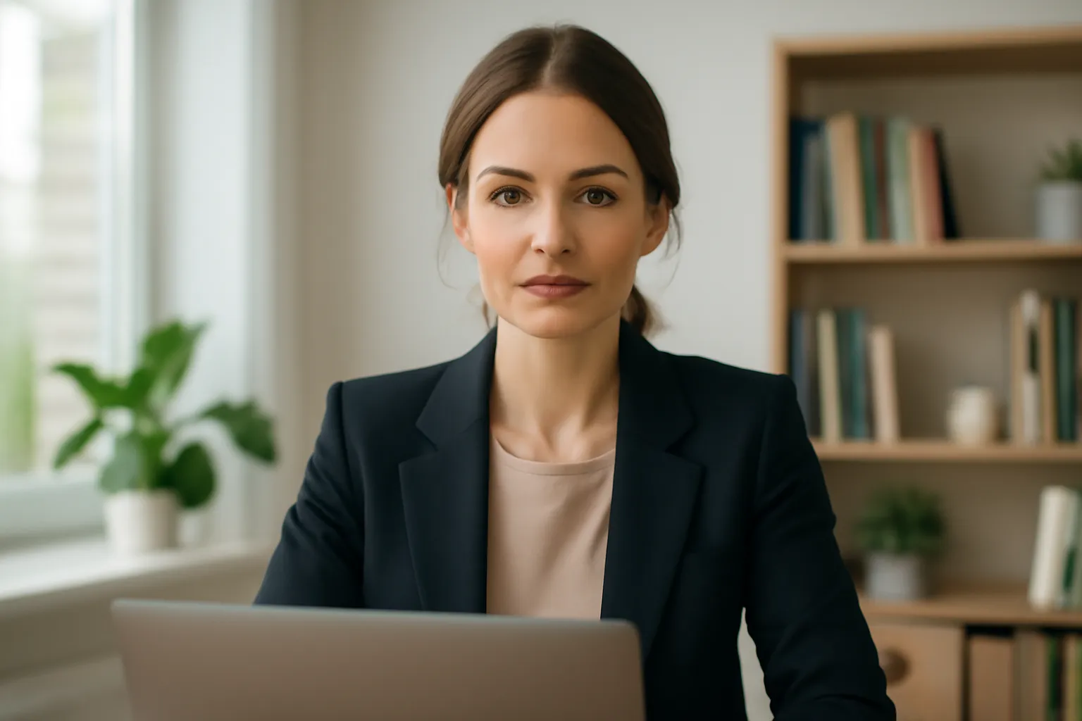 Développeuse travaillant en télétravail depuis son bureau à domicile lumineux