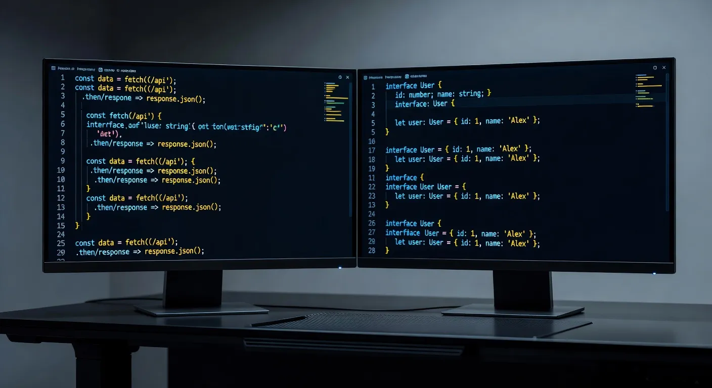 JavaScript et TypeScript comparaison en 2026 sur écran de développement