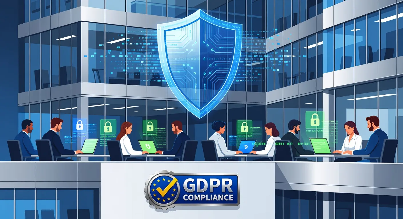 Professionnel IT gerant la protection des donnees dans une salle de serveurs securisee